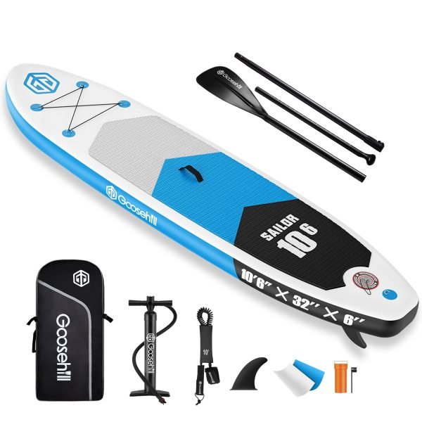 Goosehill-tabla de surf inflable de pie, paquete Premium SUP, 10 '6 "x 32" x 6 ", patrones abiertos para personalización