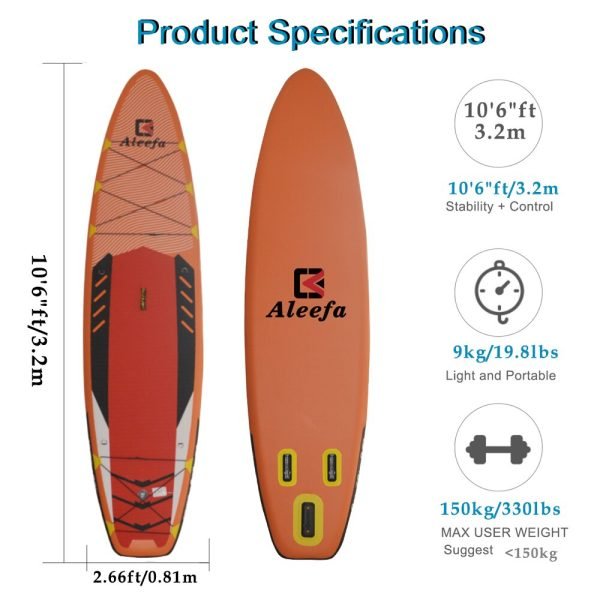 Tabla de Paddle inflable de 10 '6 '', tabla de Surf, SUP, doble, gruesa, de PVC, para carreras y Yoga - Image 3