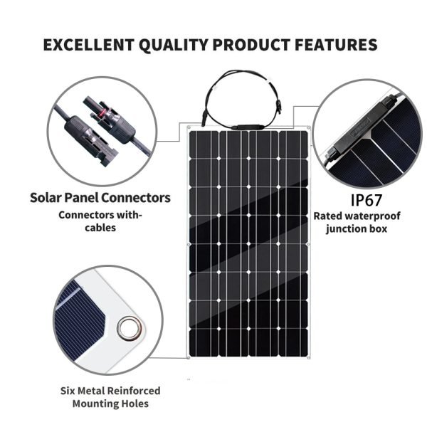 12V Flexible Solar Panel 600W 100W 200W 300W 400W 500W Bendable Waterproof Monocrystalline Best Solar Panel  for  Boat - Image 5