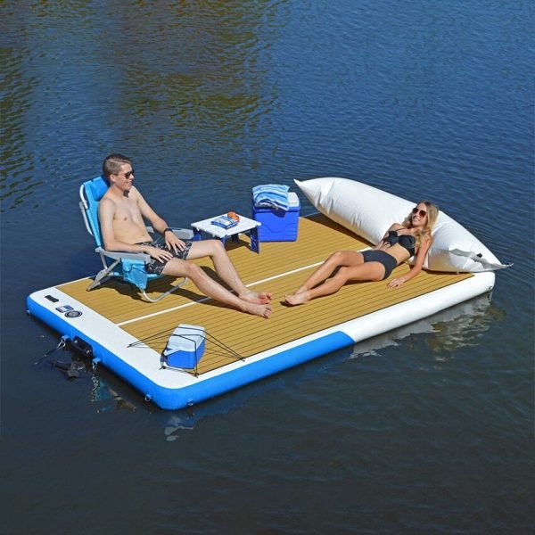 FUNWORLD-Plataforma de agua flotante, muelle flotante de isla inflable para exteriores, plegable, punto de cruz - Image 2