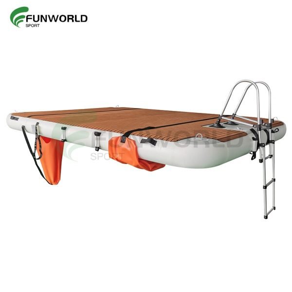 FUNWORLD-Plataforma de agua flotante, muelle flotante de isla inflable para exteriores, plegable, punto de cruz - Image 3