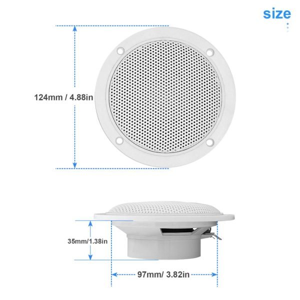 GUZARE-Altavoces impermeables marinos de 4 pulgadas y 120 vatios, altavoces para RV, ATV, UTV, carrito de Golf, motocicleta, música al aire libre, barco, altavoz, 2 piezas - Image 5