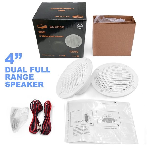 GUZARE-Altavoces impermeables marinos de 4 pulgadas y 120 vatios, altavoces para RV, ATV, UTV, carrito de Golf, motocicleta, música al aire libre, barco, altavoz, 2 piezas - Image 6