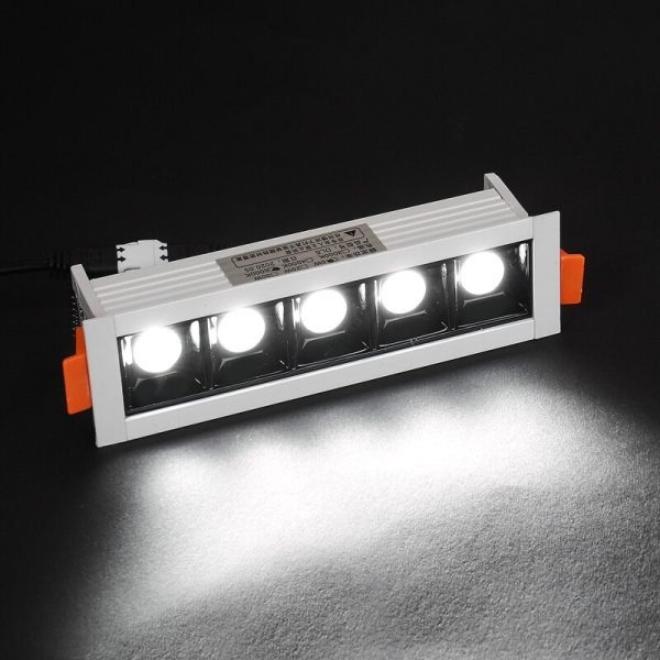 Lámpara Rectangular Empotrada para Techo, Luz LED, Descendente, Línea, Rejilla, 4 W, 10 W, 20 W, 30 W, AC85, 265V, Decoración de Tienda y Hogar - Image 5