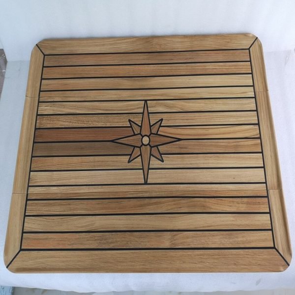 Mesa Rectangular deslizante de teca con incrustaciones de estrellas, 340/580x600,340/580x800,340/580x1000mm, barco marino, caravana - Image 5