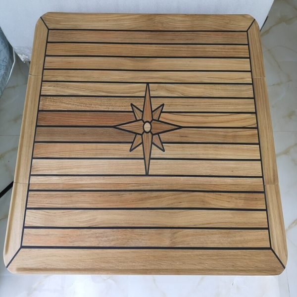 Mesa Rectangular deslizante de teca con incrustaciones de estrellas, 340/580x600,340/580x800,340/580x1000mm, barco marino, caravana - Image 6
