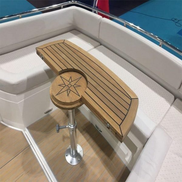Mesa de teca plegable con incrustación de estrella, 11,8/24x37 pulgadas, 300/610x940mm, para barco marino, caravana, RV, TC642 - Image 3