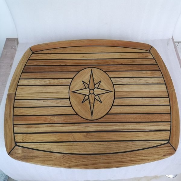 Mesa de teca plegable con incrustación de estrella, 11,8/24x37 pulgadas, 300/610x940mm, para barco marino, caravana, RV, TC642 - Image 4