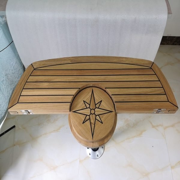 Mesa de teca plegable con incrustación de estrella, 11,8/24x37 pulgadas, 300/610x940mm, para barco marino, caravana, RV, TC642 - Image 5