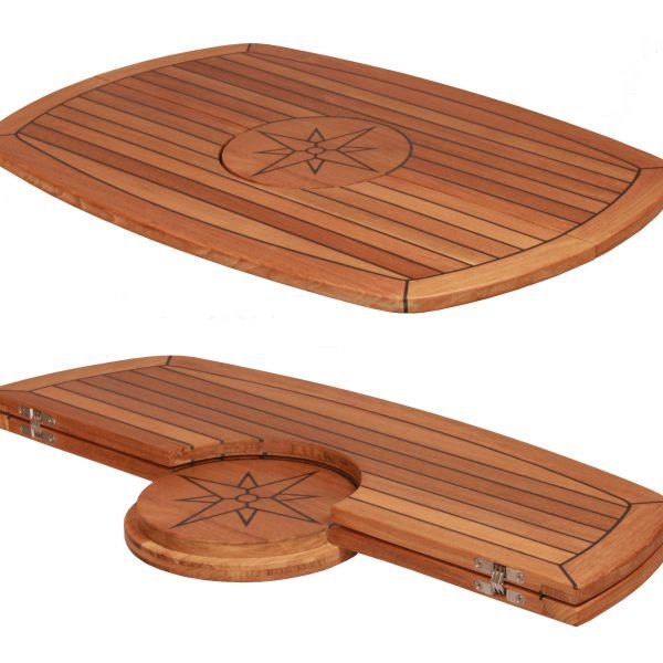 Mesa de teca plegable con incrustación de estrella, 11,8/24x37 pulgadas, 300/610x940mm, para barco marino, caravana, RV, TC642
