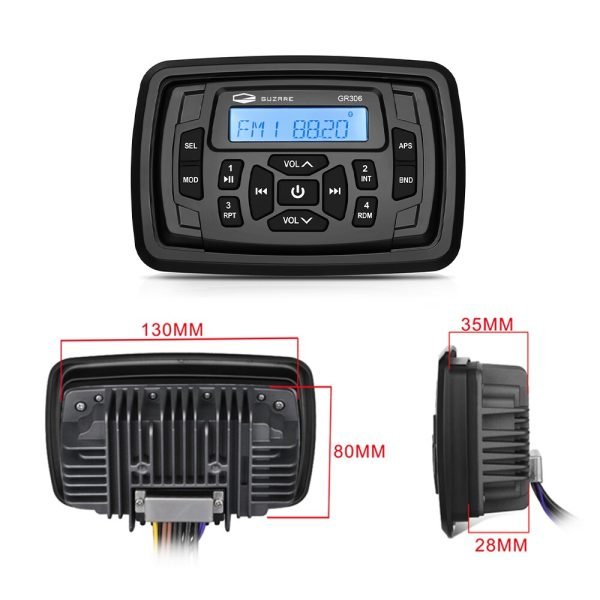 Sistema de sonido de Audio estéreo para barco, Radio marina con Bluetooth, reproductor MP3 para coche, FM, AM, impermeable, altavoz para motocicleta de 3 pulgadas - Image 4