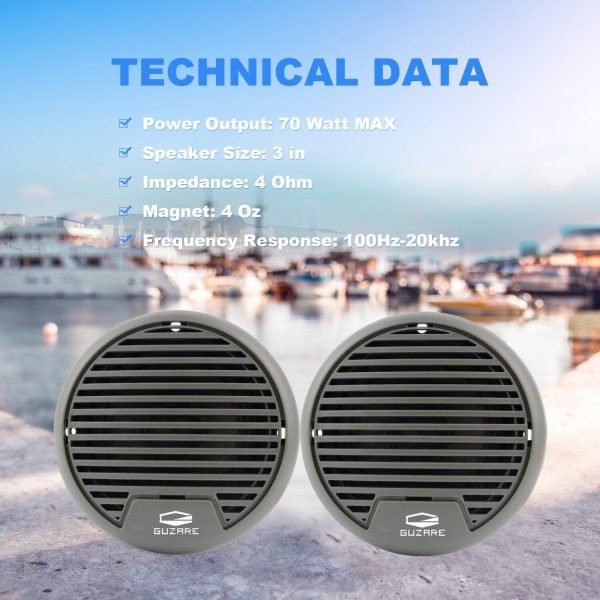 Sistema de sonido de Audio estéreo para barco, Radio marina con Bluetooth, reproductor MP3 para coche, FM, AM, impermeable, altavoz para motocicleta de 3 pulgadas - Image 5