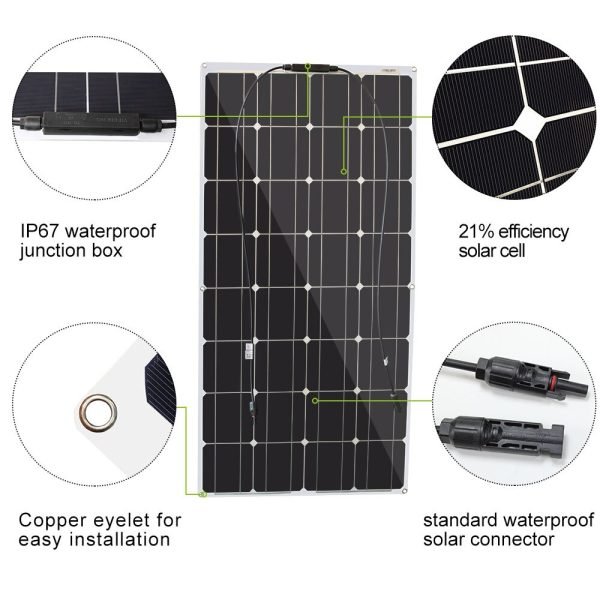 Solar Panel 500w Monocrystalline Solar Power Waterproof 12V Mounting Semi Flexible Panel Solar 100w 200w 300w 400w for Boat - Image 4