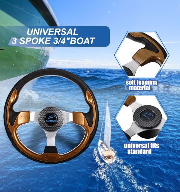 Volante para barco de 3/4 pulgadas, eje de 3 radios, no direccional, antioxidante, timón Universal, accesorios para Kayak, Hardware - Image 3