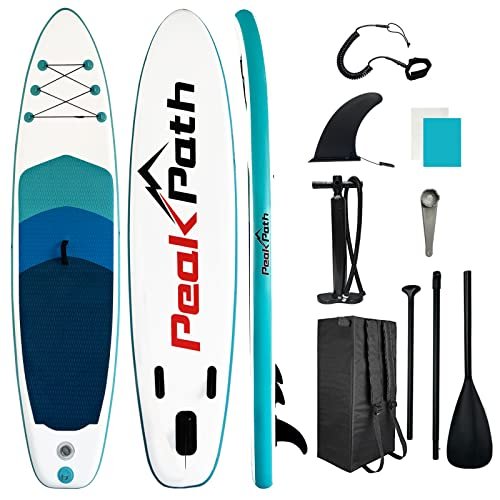 Peakpath Inflatable Stand Up Paddle Board (6’’ Thick) with Premium SUP Accessories&Bag,Bottom Fin for Paddling,Surf Control,Non-Slip Deck,Leash,Paddle and Two-Way Hand Pump|Youth&Adult Standing Boat